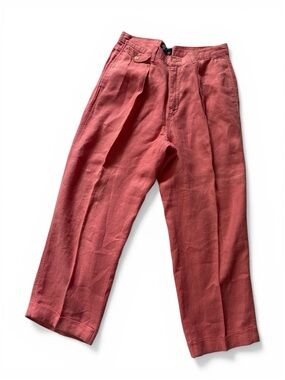 Vintage Polo Ralph Lauren 100% Linen Men’s Casual Cuffed Pants 32W 29L Pink
